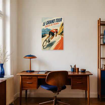Affiche Le Grand Tour – Cycles de France dans un bureau - Art Virtuoso