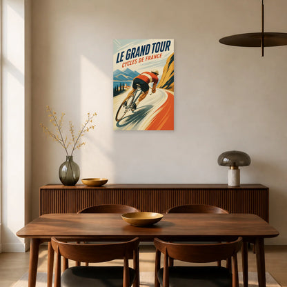 Affiche Le Grand Tour – Cycles de France dans une salle à manger - Art Virtuoso