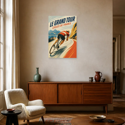 Affiche Le Grand Tour – Cycles de France dans un salon - Art Virtuoso