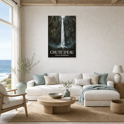 Affiche Chute d'Eau – Voile Minéral dans un salon - Art Virtuoso