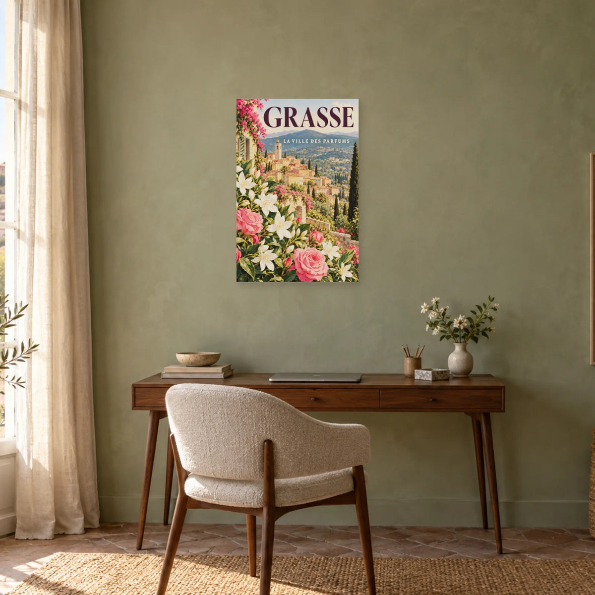 Affiche Grasse - La ville des parfums dans un bureau - Art Virtuoso