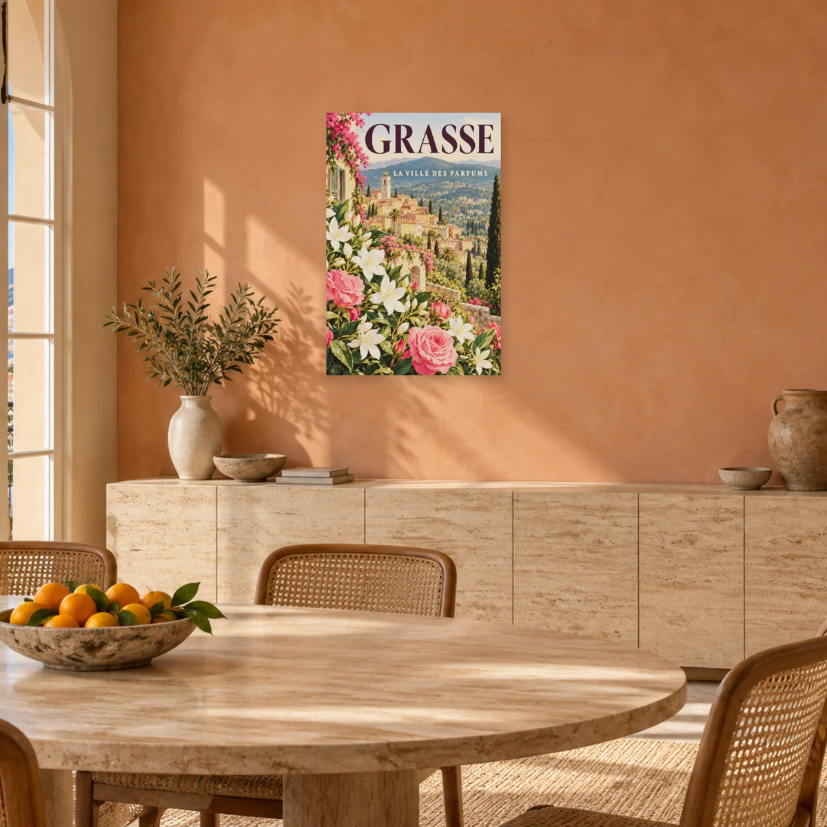 Affiche Grasse - La ville des parfums dans une salle à manger - Art Virtuoso