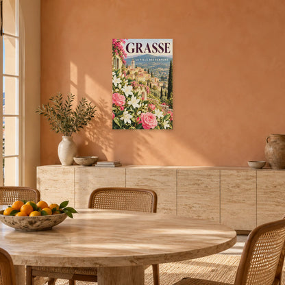 Affiche Grasse - La ville des parfums dans une salle à manger - Art Virtuoso