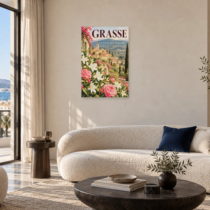Affiche Grasse - La ville des parfums dans un salon - Art Virtuoso