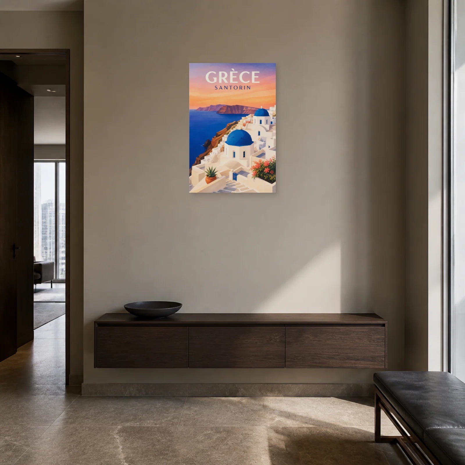 Affiche Grèce – Santorin dans une entrée ou un couloir - Art Virtuoso