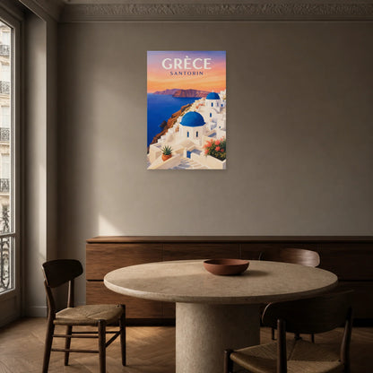 Affiche Grèce – Santorin dans une salle à manger - Art Virtuoso
