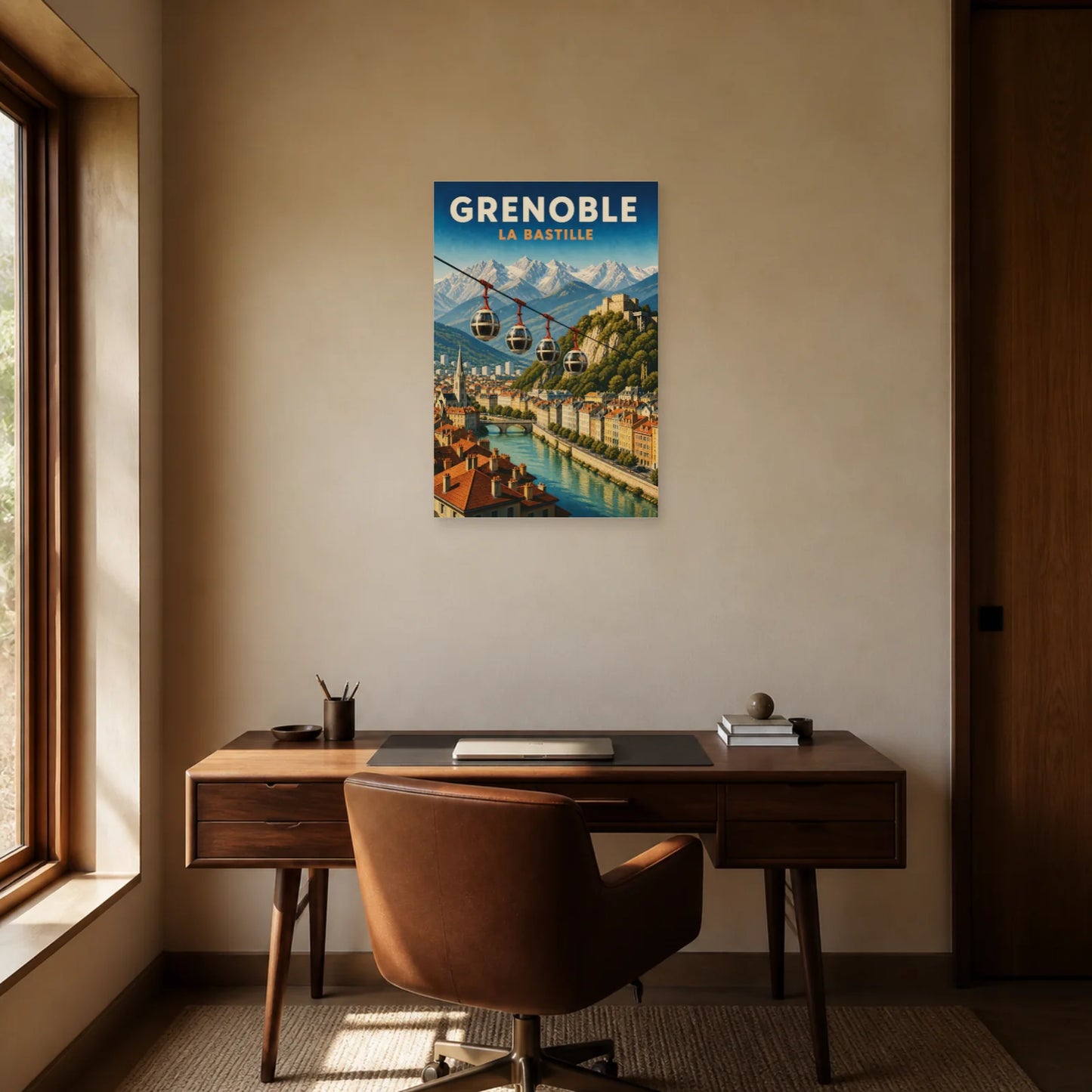Affiche Grenoble – La Bastille dans un bureau - Art Virtuoso