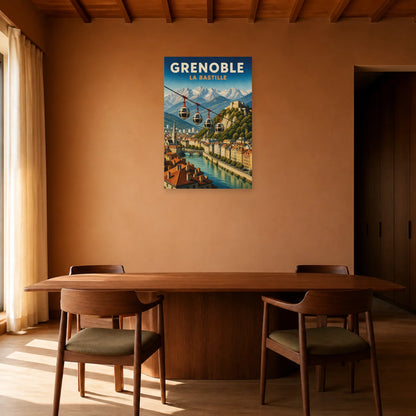 Affiche Grenoble – La Bastille dans une salle à manger - Art Virtuoso