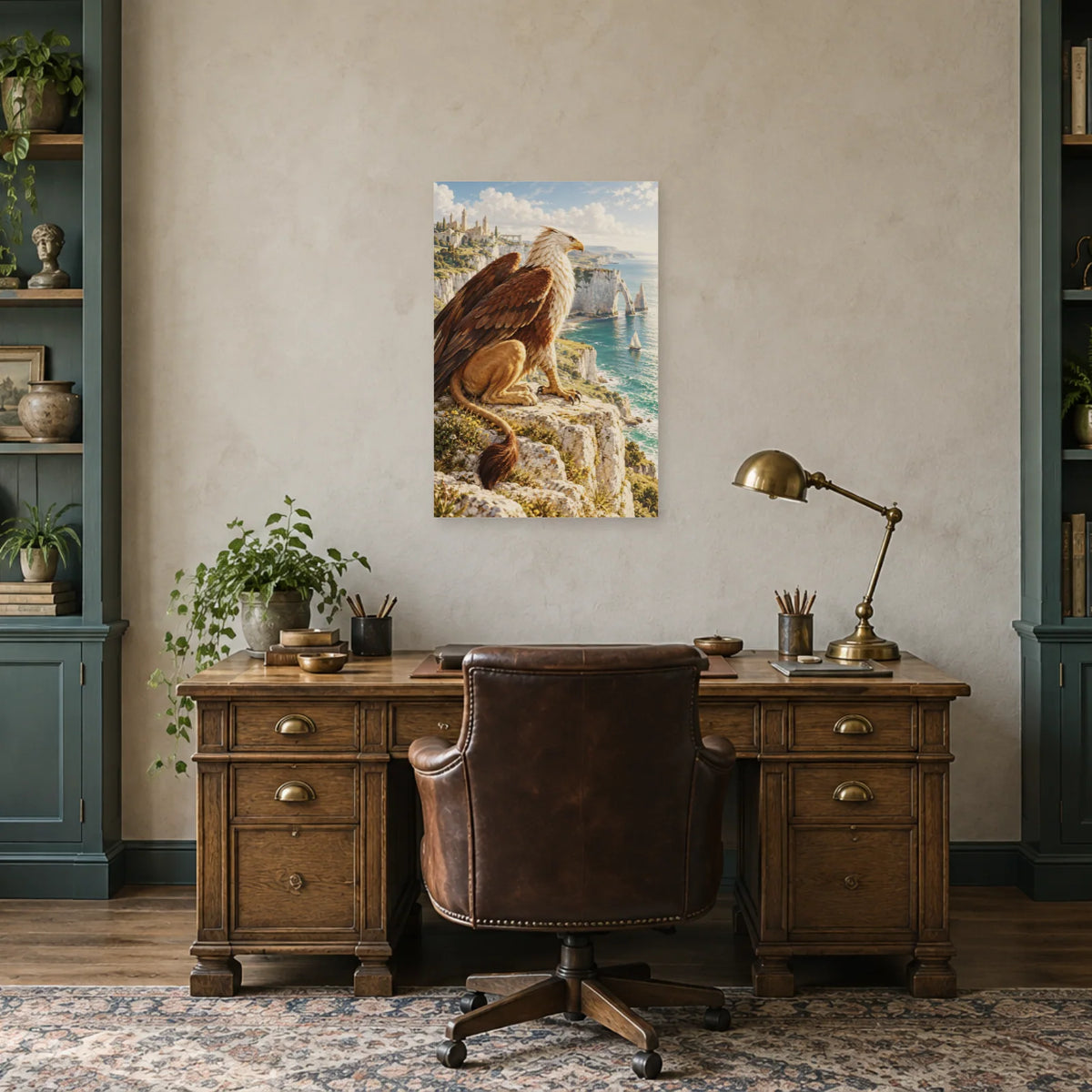 Affiche griffon au bord des falaises dans un bureau - Art Virtuoso