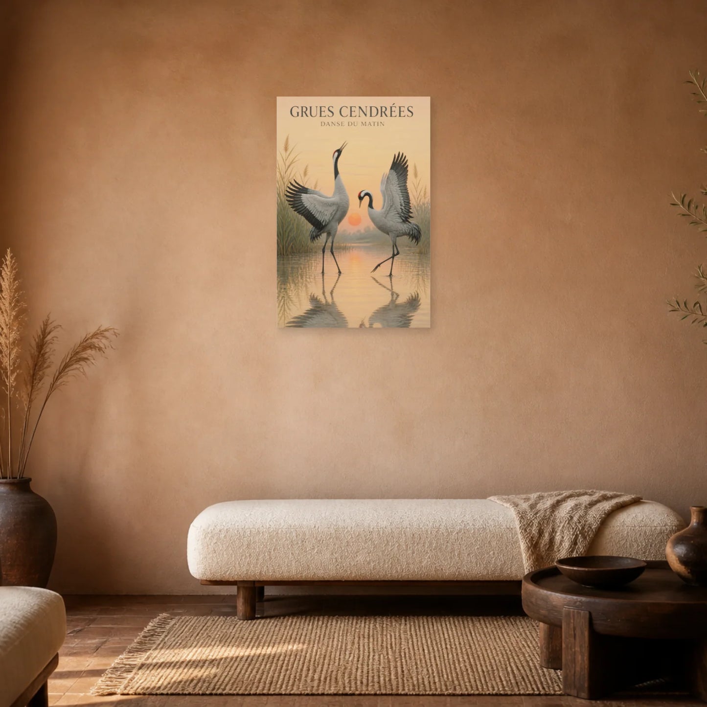 Affiche Grues Cendrées – Danse du Matin dans une chambre - Art Virtuoso