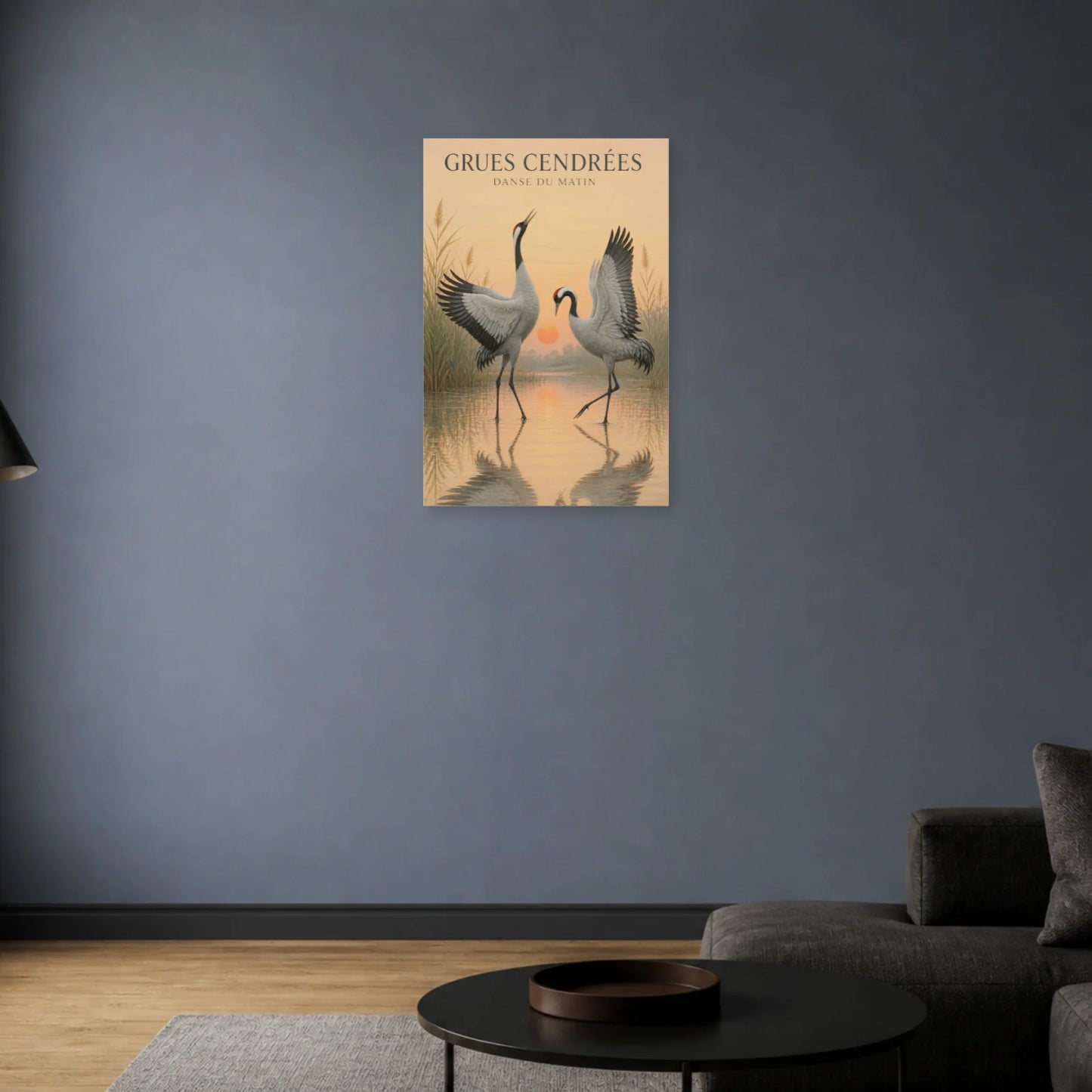 Affiche Grues Cendrées – Danse du Matin dans un salon - Art Virtuoso