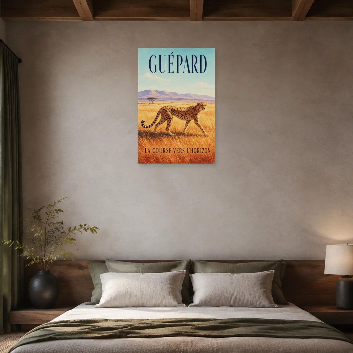 Affiche Guépard, la course vers l’horizon dans une chambre - Art Virtuoso