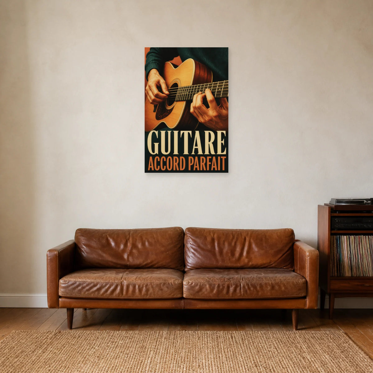 Affiche Guitare – Accord parfait dans un salon - Art Virtuoso