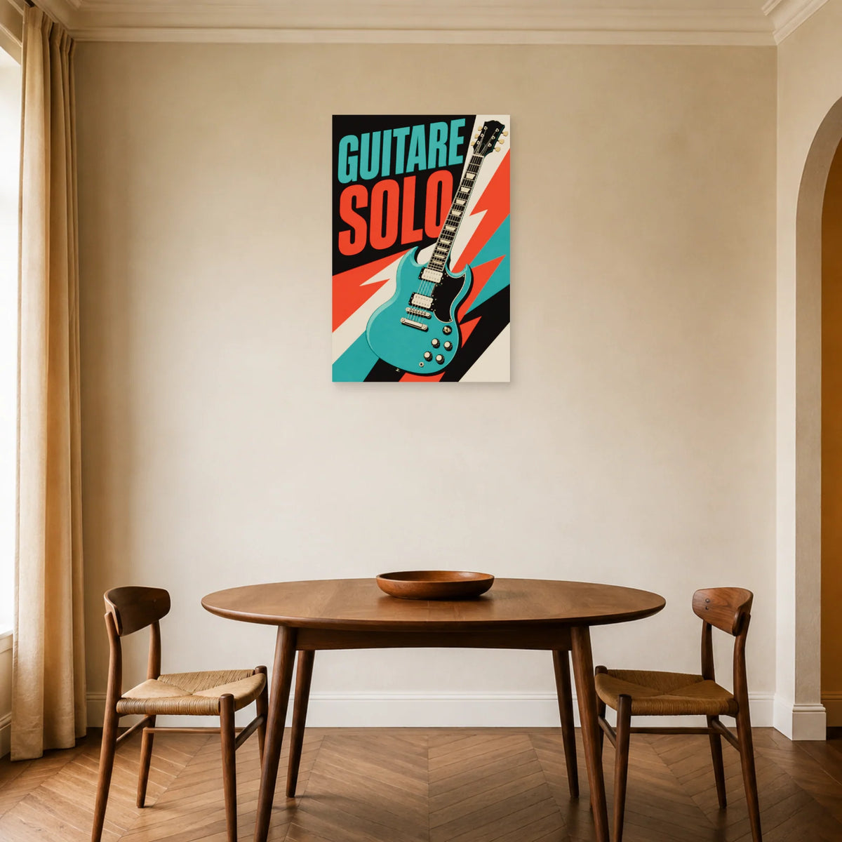 Affiche Guitare électrique – Solo dans une salle à manger - Art Virtuoso