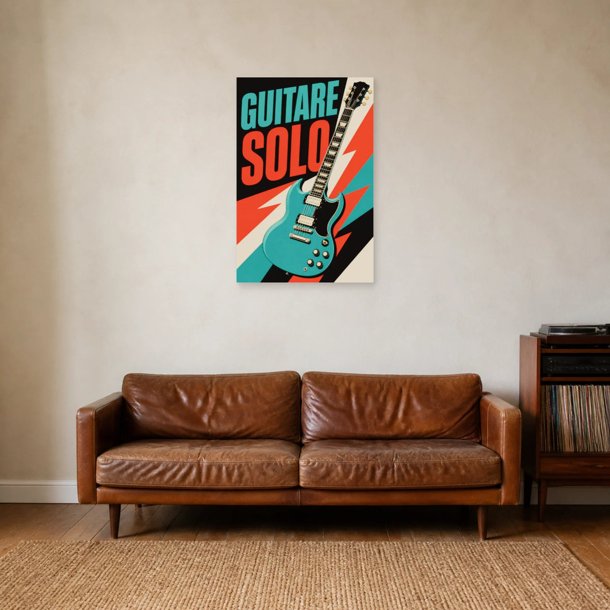Affiche Guitare électrique – Solo dans un salon - Art Virtuoso