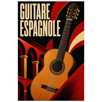 Affiche Guitare espagnole, affiche moderniste espagnole verticale, format 30 × 45 cm