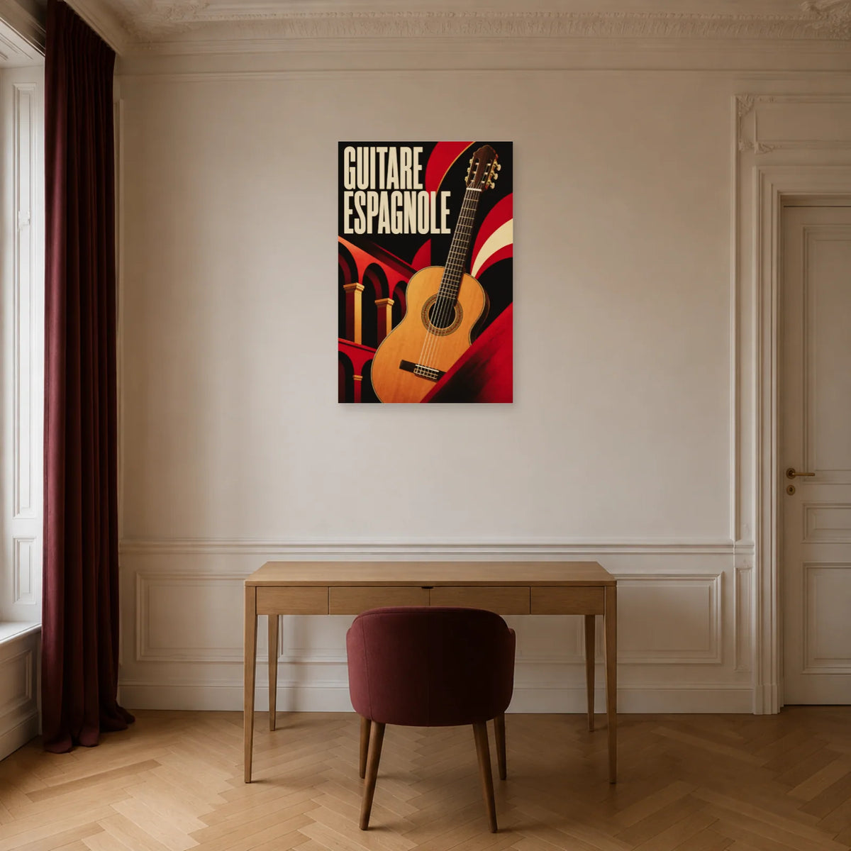 Affiche Guitare espagnole dans un bureau - Art Virtuoso