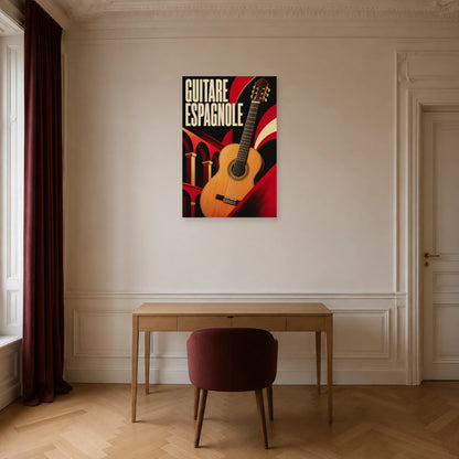 Affiche Guitare espagnole dans un bureau - Art Virtuoso