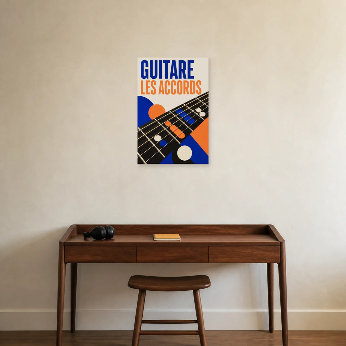 Affiche Guitare – Les accords dans un bureau - Art Virtuoso