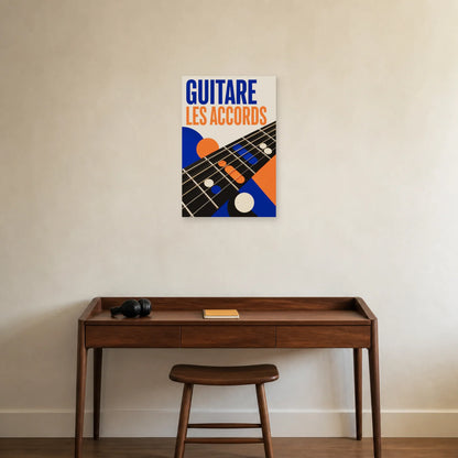 Affiche Guitare – Les accords dans un bureau - Art Virtuoso