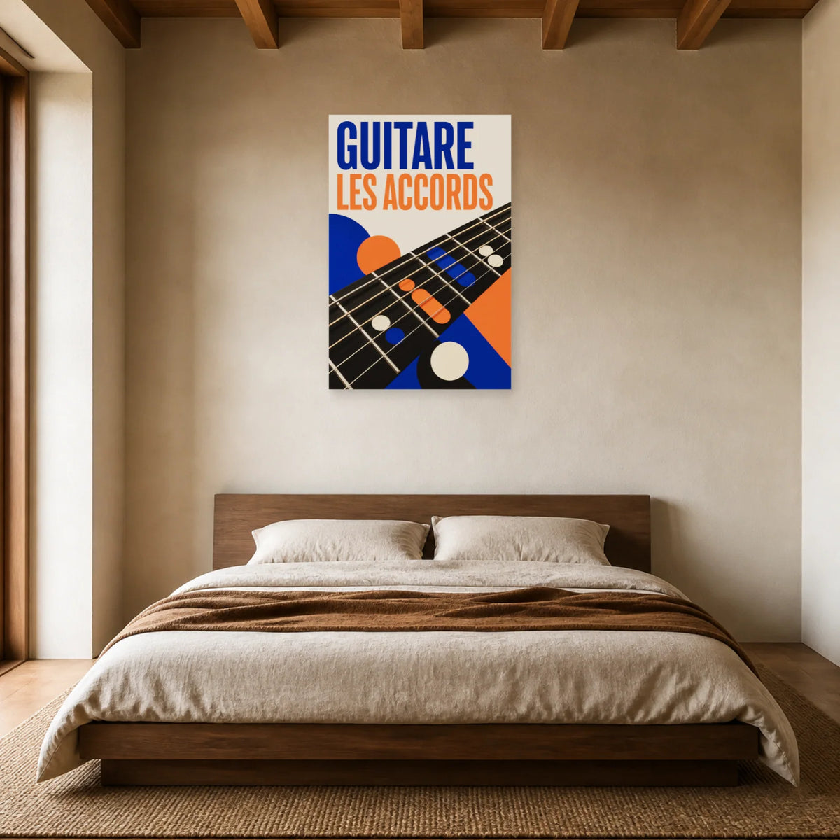 Affiche Guitare – Les accords dans une chambre - Art Virtuoso