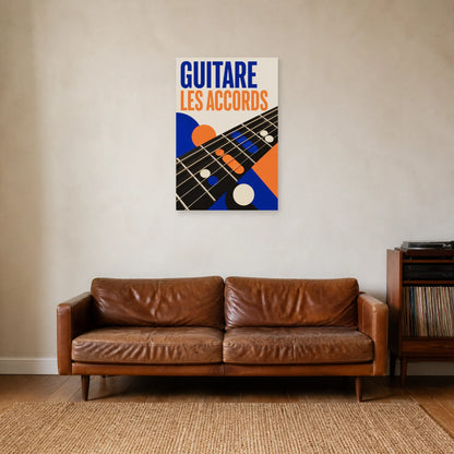 Affiche Guitare – Les accords dans un salon - Art Virtuoso
