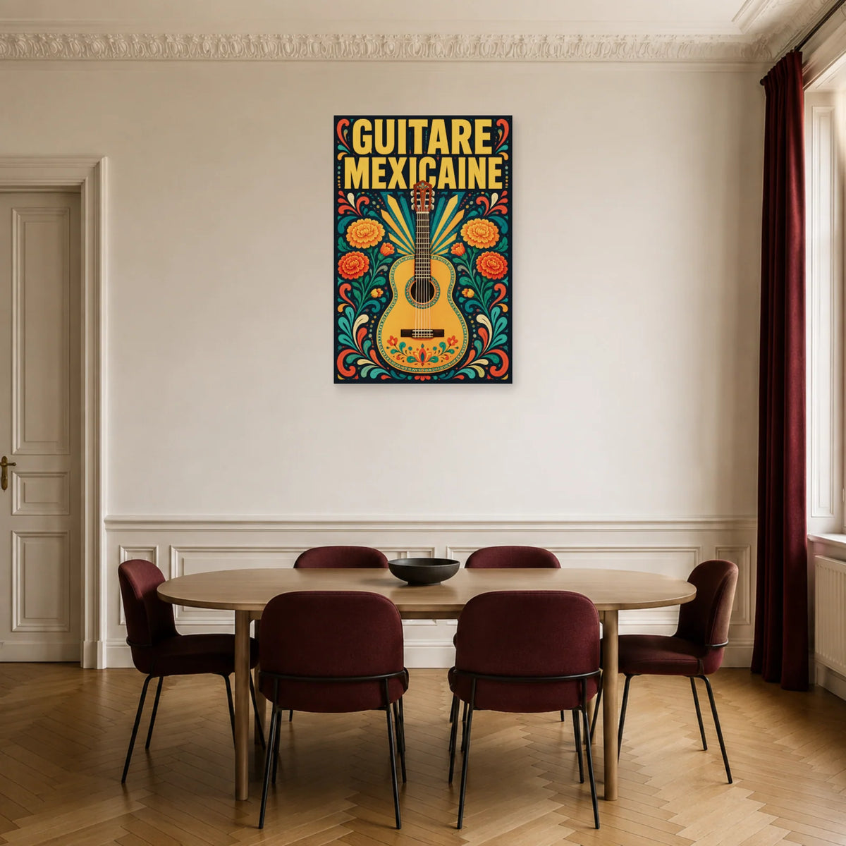 Affiche Guitare mexicaine dans une salle à manger - Art Virtuoso