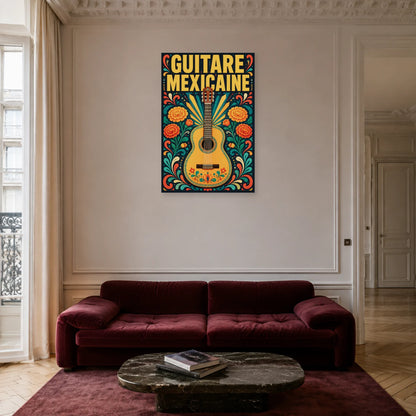 Affiche Guitare mexicaine dans un salon - Art Virtuoso