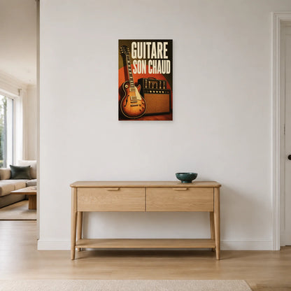Affiche Guitare vintage – Son chaud dans une entrée ou un couloir - Art Virtuoso
