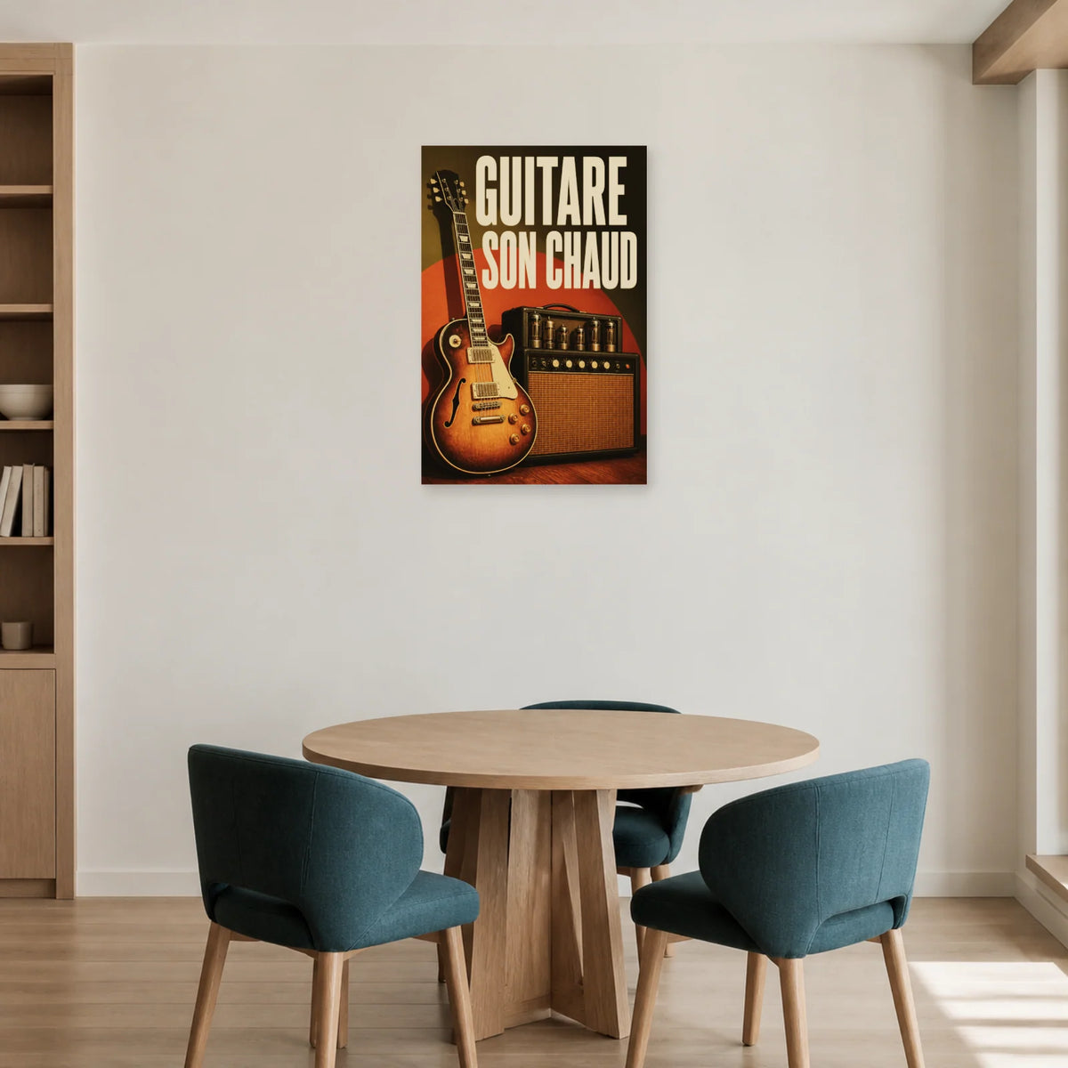 Affiche Guitare vintage – Son chaud dans une salle à manger - Art Virtuoso