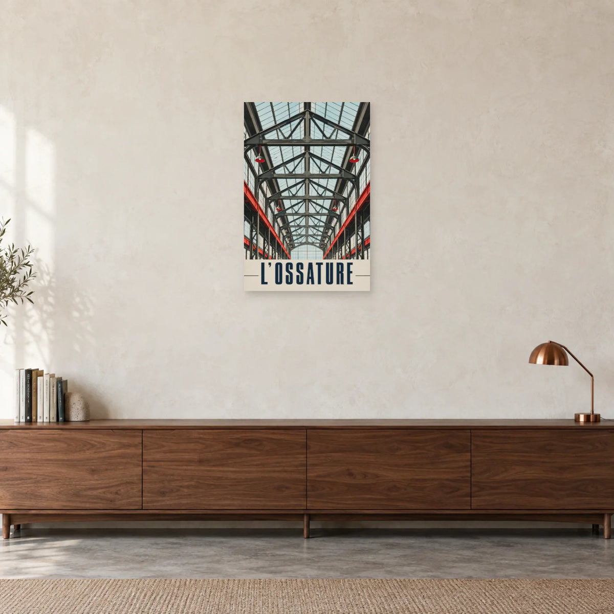 Affiche Halle métallique - L’ossature dans un bureau - Art Virtuoso