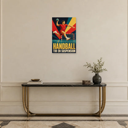 Affiche Handball – Tir en suspension dans une entrée ou un couloir - Art Virtuoso