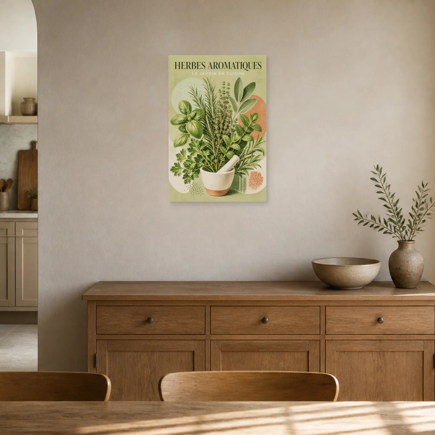 Affiche Herbes Aromatiques – Le Jardin en Cuisine dans un salon - Art Virtuoso