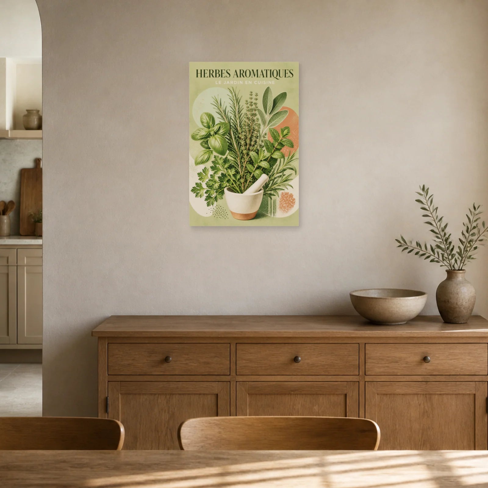 Affiche Herbes Aromatiques – Le Jardin en Cuisine dans un salon - Art Virtuoso