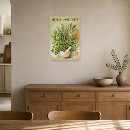 Affiche Herbes Aromatiques – Le Jardin en Cuisine dans un salon - Art Virtuoso