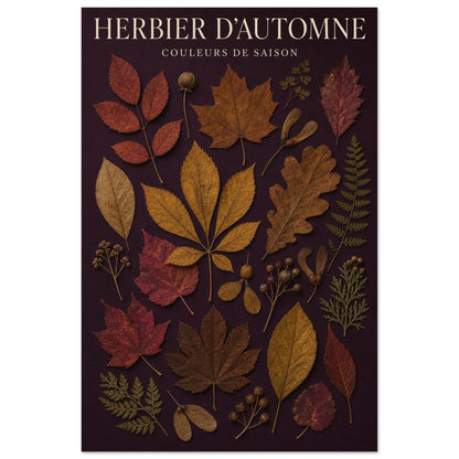 Affiche Herbier d'Automne – Couleurs de Saison, photographie éditoriale verticale, format 60 × 90 cm