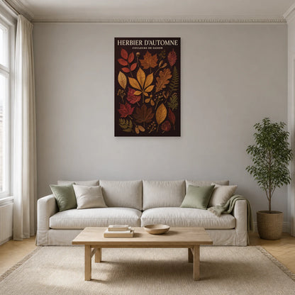 Affiche Herbier d'Automne – Couleurs de Saison dans un salon - Art Virtuoso