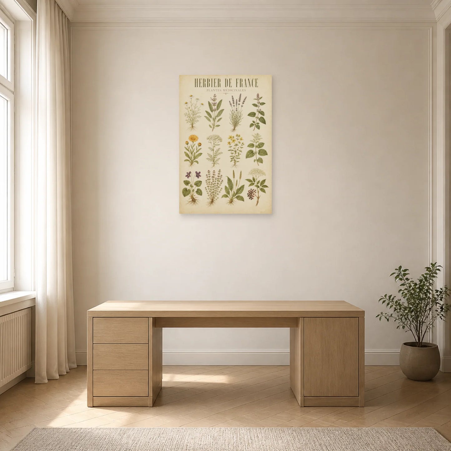 Affiche Herbier de France – Plantes Médicinales dans un bureau - Art Virtuoso