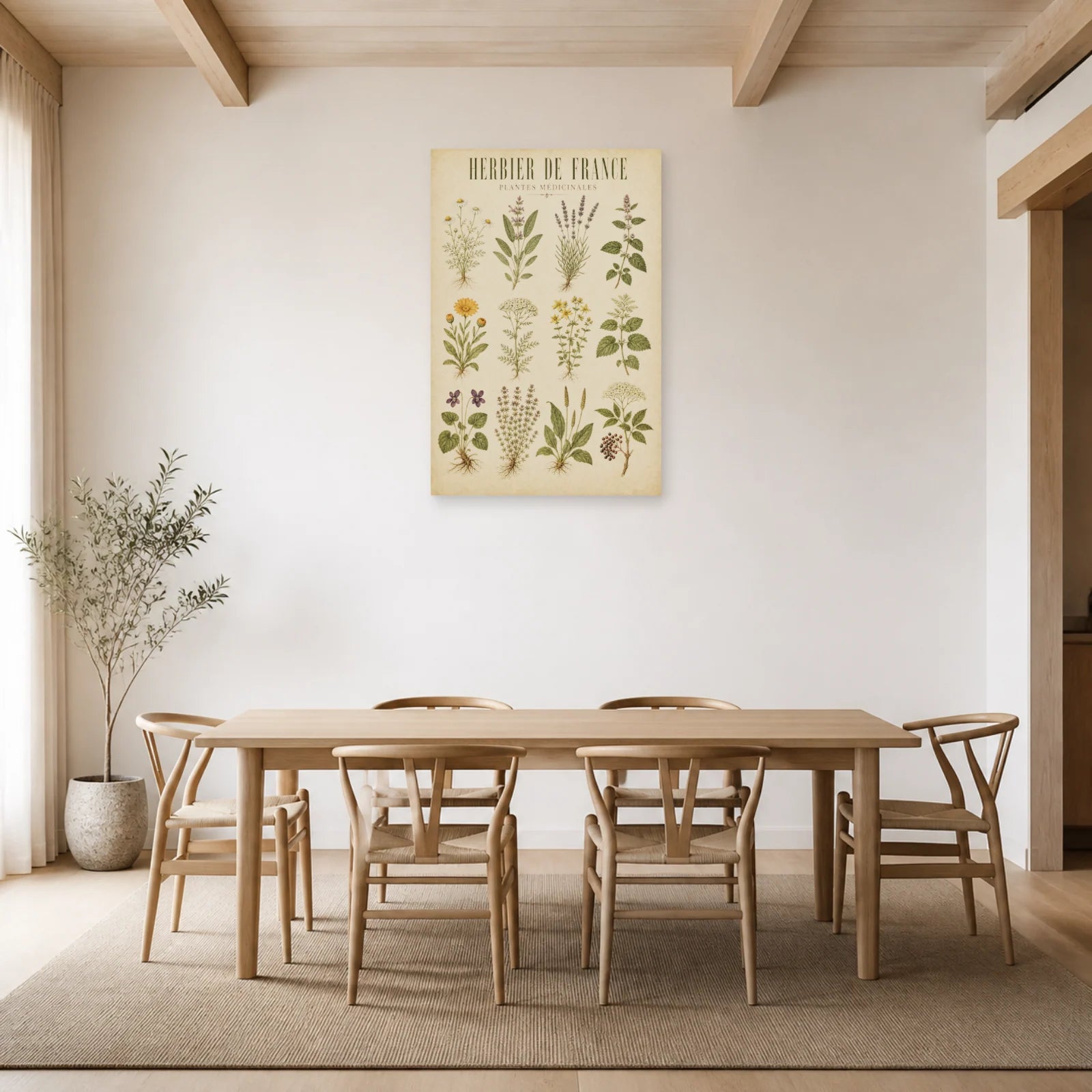 Affiche Herbier de France – Plantes Médicinales dans une salle à manger - Art Virtuoso