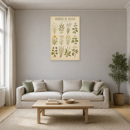 Affiche Herbier de France – Plantes Médicinales dans un salon - Art Virtuoso