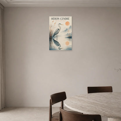 Affiche Héron Cendré – Au Fil de l’Eau dans une entrée ou un couloir - Art Virtuoso