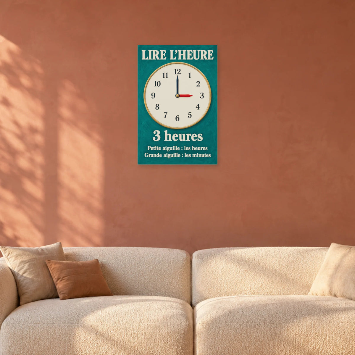Affiche L'heure - Trois heures pile dans un salon - Art Virtuoso