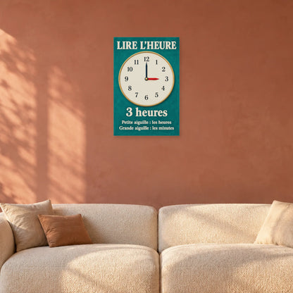 Affiche L'heure - Trois heures pile dans un salon - Art Virtuoso