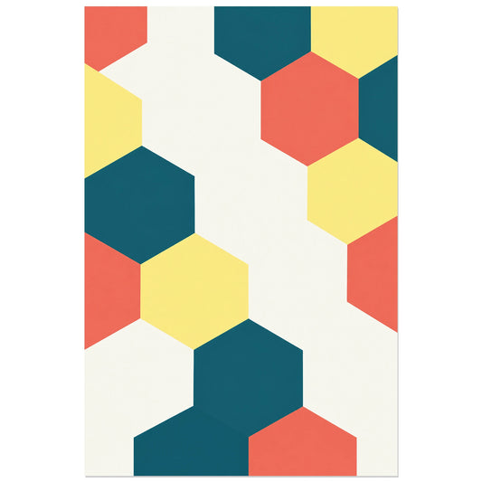 Affiche Hexagones - Passage ouvert, illustration géométrique / aplats graphiques verticale, format 30 × 45 cm