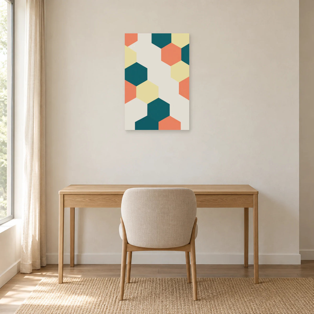 Affiche Hexagones - Passage ouvert dans un bureau - Art Virtuoso