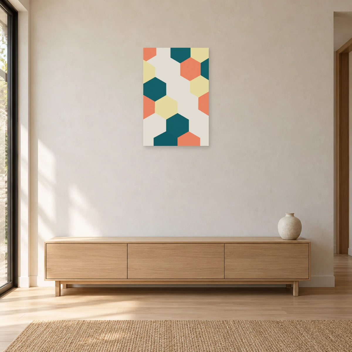 Affiche Hexagones - Passage ouvert dans une entrée ou un couloir - Art Virtuoso