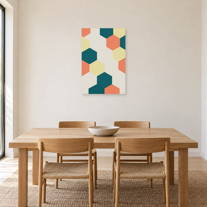 Affiche Hexagones - Passage ouvert dans une salle à manger - Art Virtuoso