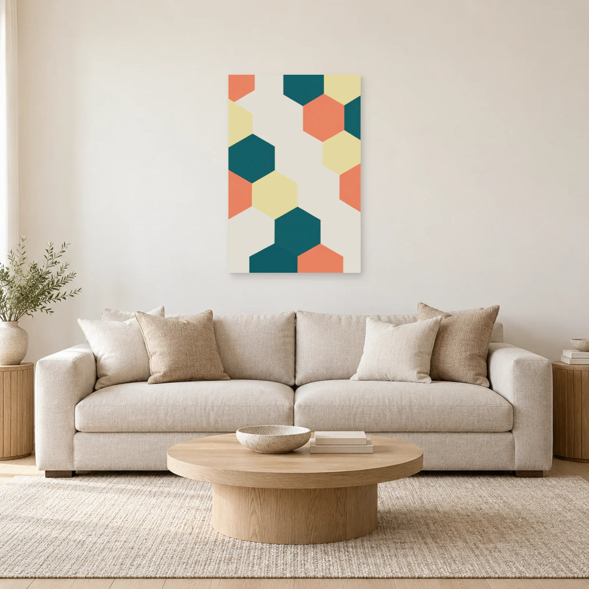 Affiche Hexagones - Passage ouvert dans un salon - Art Virtuoso