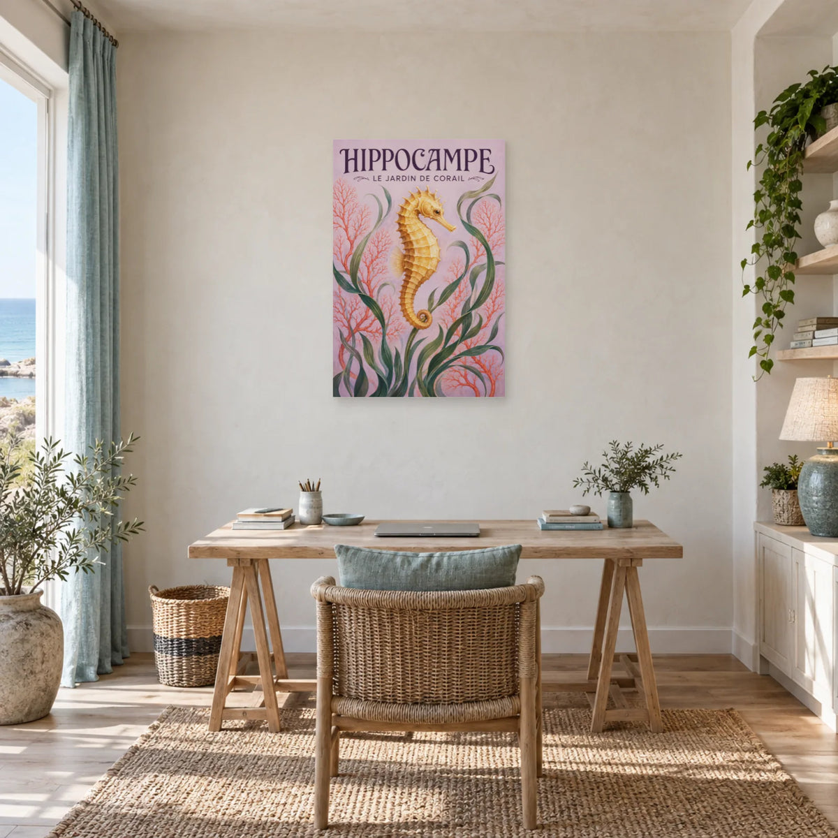 Affiche Hippocampe - Le jardin de corail dans un bureau - Art Virtuoso