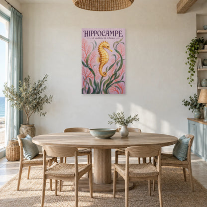 Affiche Hippocampe - Le jardin de corail dans une salle à manger - Art Virtuoso